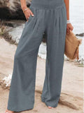 Women's Cotton and Linen Waist-waisted Wide-leg Pants