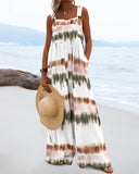 Vacation Retro Floral Print Wide Leg Jumpsuit