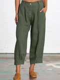 Solid Cotton And Linen Loose Pants