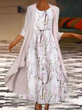 Floral Casual Short Sleeve Woven Two-Piece Maxi Dress