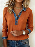 Women’s Contrast Knit Lapel Top