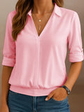 Women's V-Neck Cotton And Linen Casual Shirt