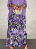 Crew Neck Vacation Loose Floral Maxi Dress