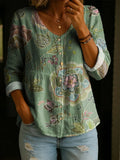 Floral Pattern Art Print Casual Cotton Shirt