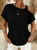 Plain Elegant Short Sleeve Casual T-shirt