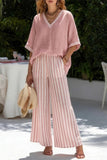 Striped Linen Two Piece Casual Summer Outfit Set