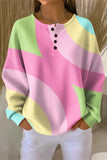 Women's Casual Crew Neck Abstract Waffle Sweatshirt