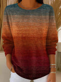 Women's Autumn Gradient Striped Casual Pullover Sweater