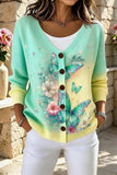Women Floral Long Sleeve Comfy Vintage Cardigan