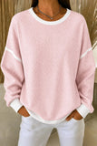 Women Casual Geometric Crew Neck Long Sleeve Blue Sweatshirt