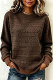 Women Casual Abstract Crew Neck Long Sleeve Sweater