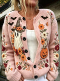 Women's Women's Vintage Floral Halloween Cardigan Sweater