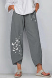 Women's Butterfly Print Summer Wide Leg Pants