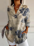 Women's Bee Art Print Casual Cotton Shirt