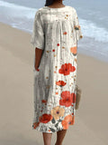 Watercolor Poppy Floral Art Pattern Printed Women's Flowy Dress