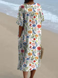Women's Vintage Floral Art Print Casual Flowy Dress