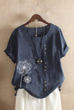 Floral Print Crew Neck Short Sleeves T-shirt