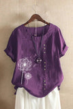 Floral Print Crew Neck Short Sleeves T-shirt
