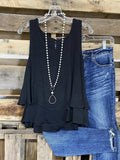 Solid Color Casual Layered Hem Sleeveless Tank Tops