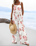 Vacation Retro Floral Print Wide Leg Jumpsuit