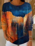 Women's Retro Pattern Casual Pullover Sweater