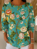 Women's Vintage Floral Pattern Art Print Casual Pullover Sweater