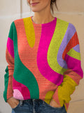 Vintage Abstract Geometric Art Print Knit Pullover Sweater