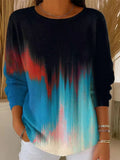 Women's Abstract Multicolor Gradient Painting Art Print Casual Pullover Sweater