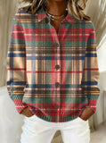 Women's Vintage Print Collared Sweater 1423
