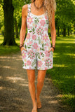 Women’s Pink Garden Floral Print Casual Cotton Wide Leg Romper