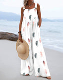 Vacation Retro Floral Print Wide Leg Jumpsuit