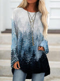 Warm Artistic Forest Print Sweatshirt
