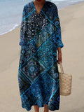 Women's Ocean ethnic style Pattern Art Print Cotton Dress