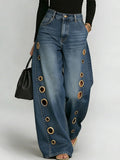 Women's New High-waisted Casual Loose Wide-leg Jeans