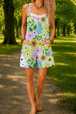 Women’s Fresh Colorful Floral Print Casual Cotton Wide Leg Romper
