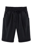 Plain with Pockets Sashes Holiday Loose Shorts