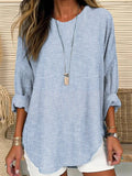 Striped Crew Neck Long Sleeve Loose Blouse