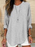 Striped Crew Neck Long Sleeve Loose Blouse