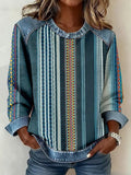 Women's Bohemian Striped Pattern Patchwork Art Sweatshirt