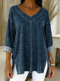 Women's Dot Pattern Art Print Casual Denim Shirt