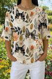 Womens Beige Leafy Multi-Cat Print Casual Shirt