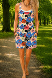 Women’s Navy Pink Floral Print Casual Cotton Wide Leg Romper