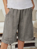 Basic Solid Color Casual Shorts