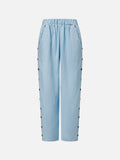 Plain Casual Buckle Micro-Elasticity Ankle Pants