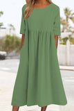 Plain Loose Maxi Dress With Pockets