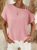 Plain Elegant Short Sleeve Casual T-shirt