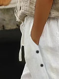 Loose Plain Cotton Casual Shorts