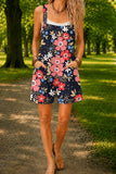 Women’s Navy Rose Floral Print Casual Cotton Wide Leg Romper