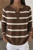 Women Imitation Cashmere Striped Long Sleeve Comfy Vintage Sweater
