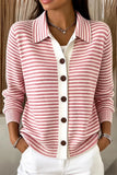 Women Regular Fit Striped Casual Knit Plain Comfy Cardigan